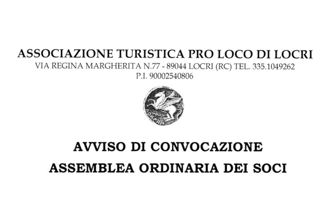 Avviso di convocazione, assemblea ordinaria dei soci